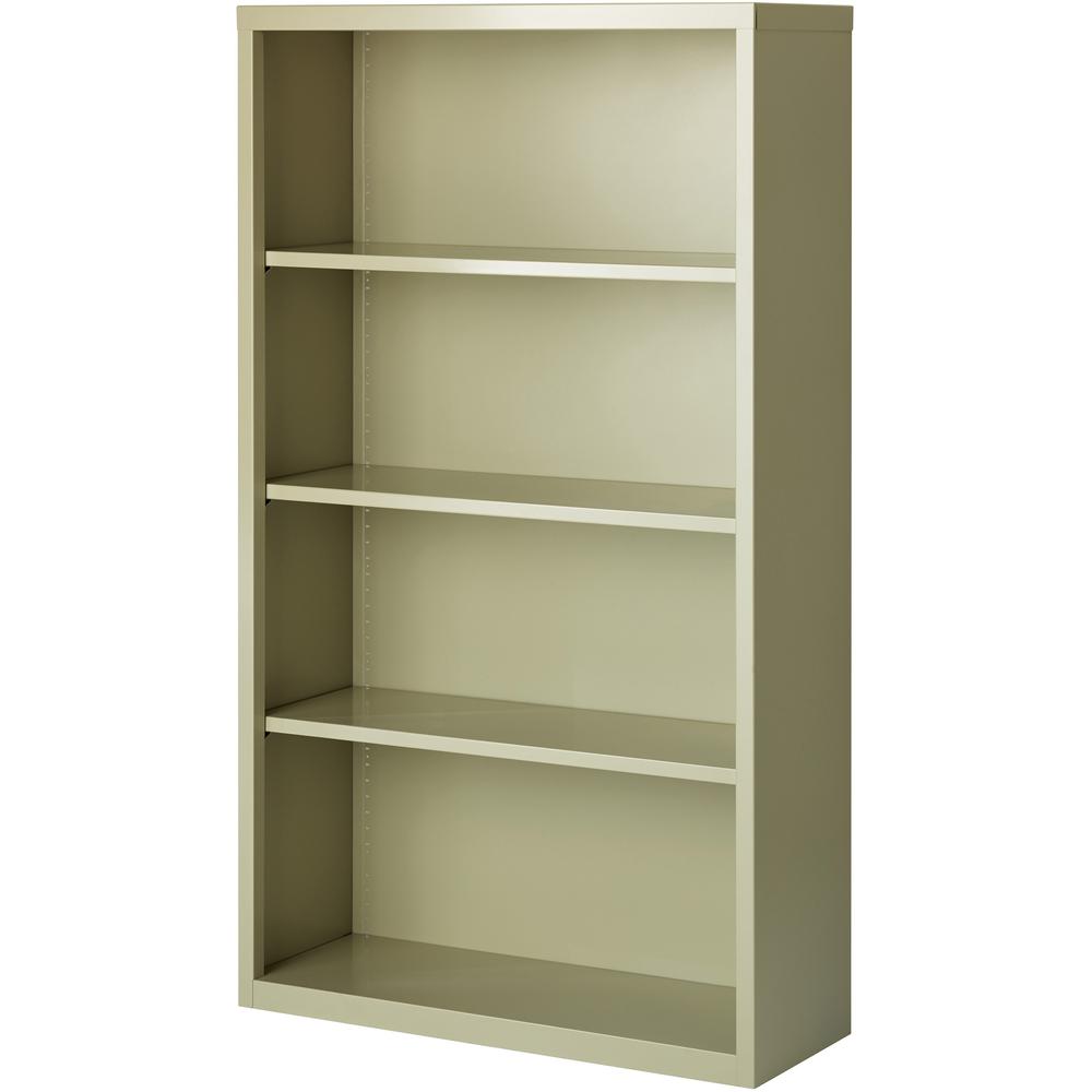 Lorell Fortress Series Bookcases - 34.5" x 13" x 60" - 4 Shelves - Putty - Powder Coated Steel - Recycled
