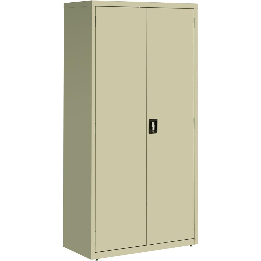 Lorell Fortress Series Storage Cabinet - 36" x 18" x 72" - 5 Shelves - Recessed Locking Handle, Hinged Door - Putty - Powder Coated Steel - Recycled