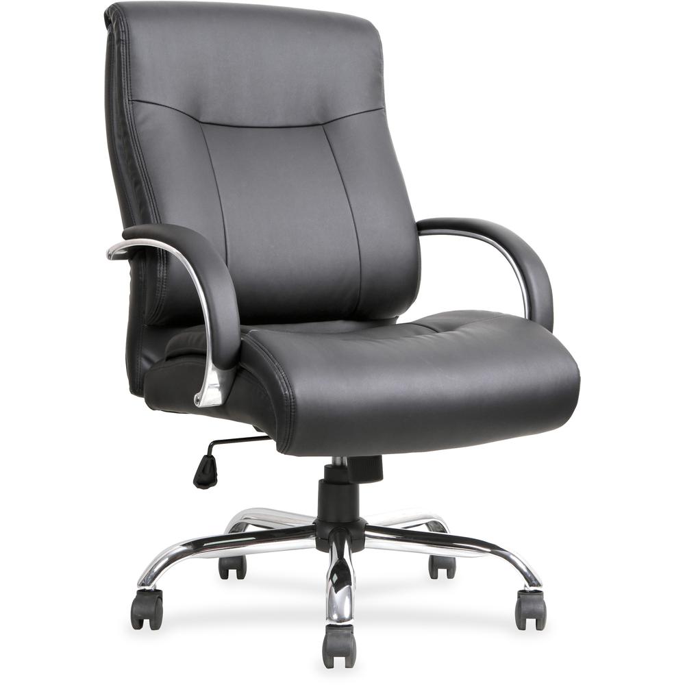 Lorell Deluxe Big/Tall Chair - Black Bonded Leather - 5-star Base - 1 Each