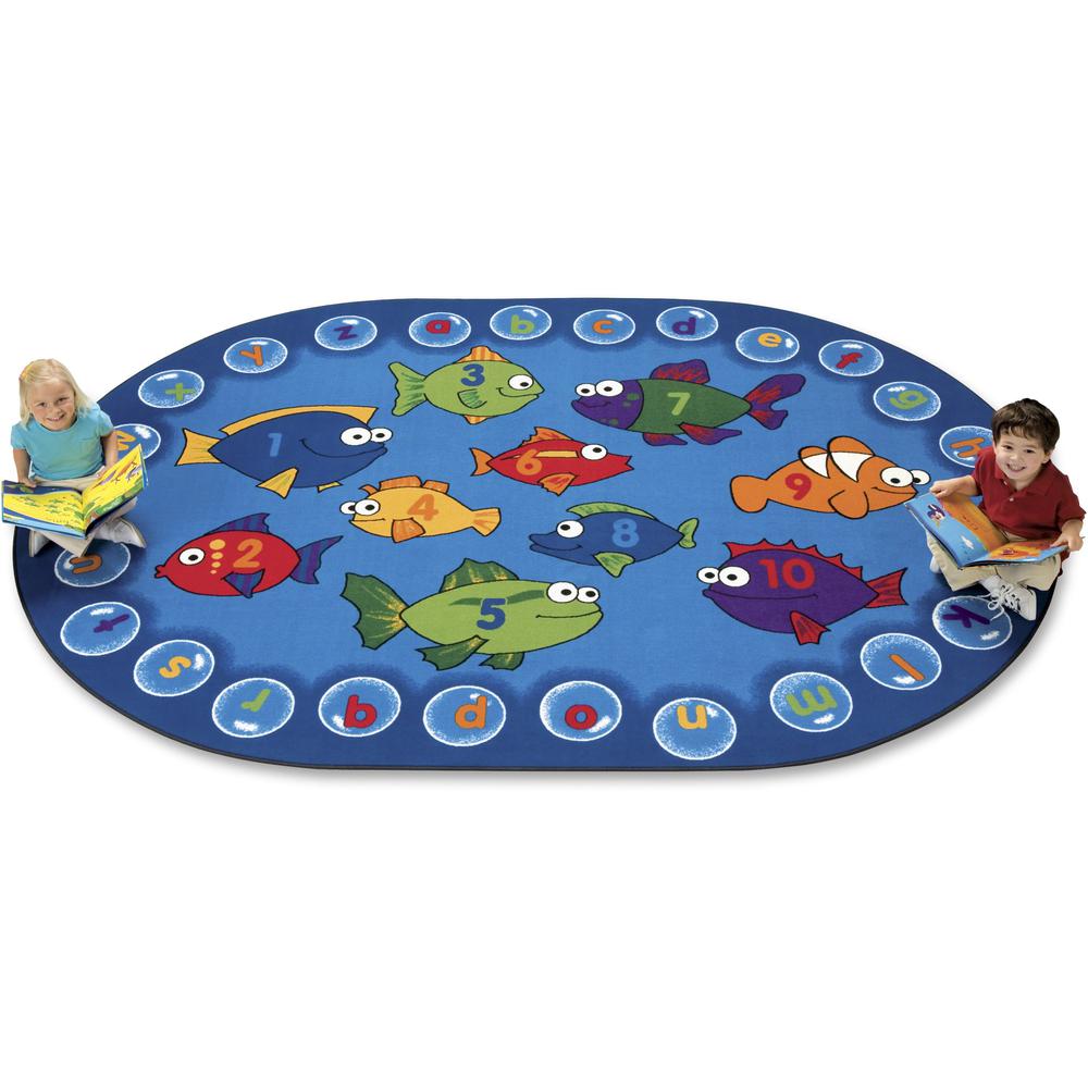 This is the image of Carpets for Kids Fishing For Literacy Oval Rug - 25.83 ft Length x 65" Width