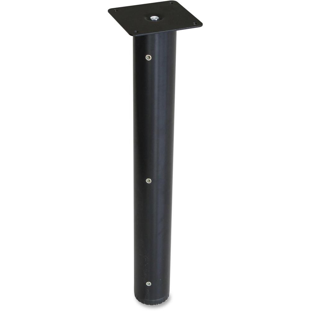 This is the image of Lorell Essentials Laminate Furniture Peninsula Post for Peninsula Desk (Box 2 of 2) - 5.9" x 5.9" x 28" - Steel and Plastic Material - Black Finish