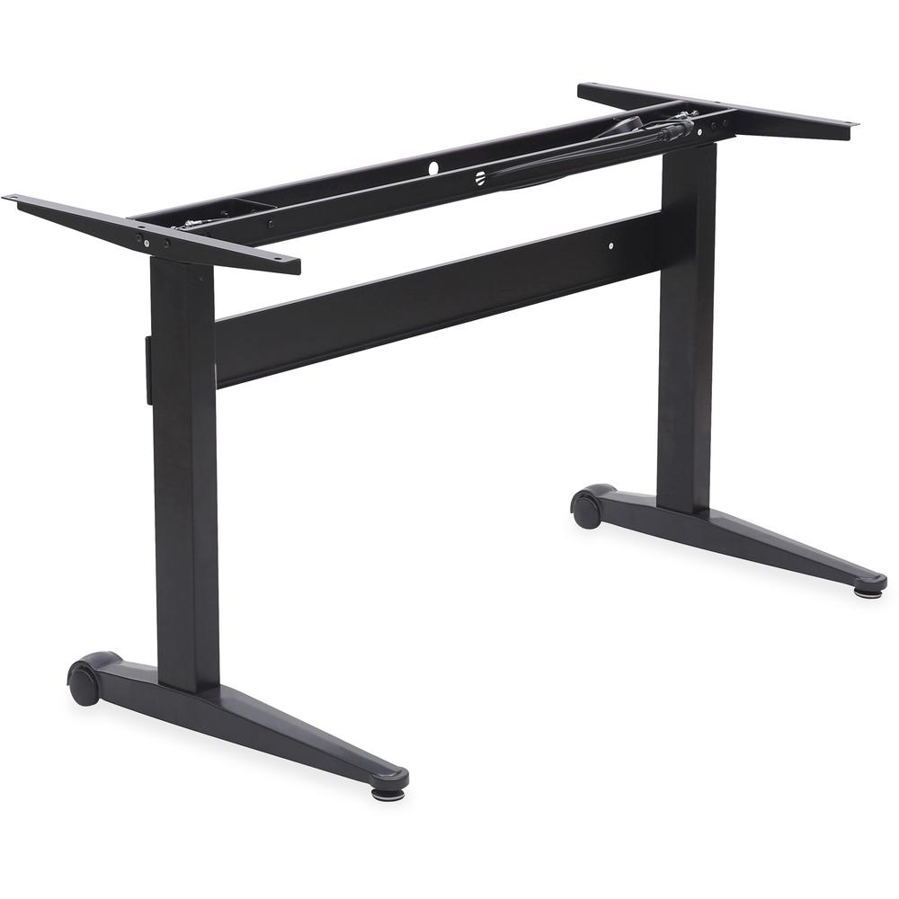 This is the image of Lorell Pneumatic Adjustable Height Base - Black - 2 Legs - 46.50" H x 23.62" W x 59" D - Assembly Required