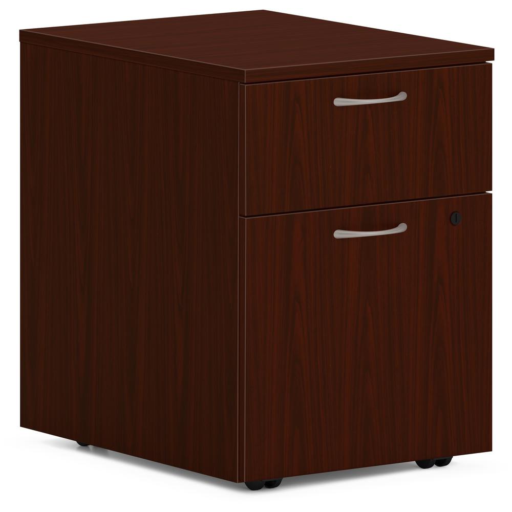This is the image of HON Mod HLPLPMBF Pedestal - 15" x 20" x 20" - 2 Box, File Drawers - Traditional Mahogany Finish