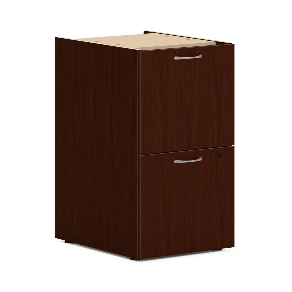 This is the image of HON Mod HLPLPSFF Pedestal - 15" x 20" x 28" - 2 File Drawers - Traditional Mahogany Finish