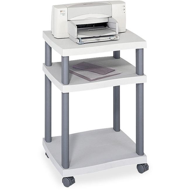 Image of Safco Economy Desk Side Printer/Fax Stand - 100 Lb Load Capacity - 2 X Shelf(Ves) - 29.3" Height X 20" Width X 17.5" Depth - Floor - Plastic - Light Gray