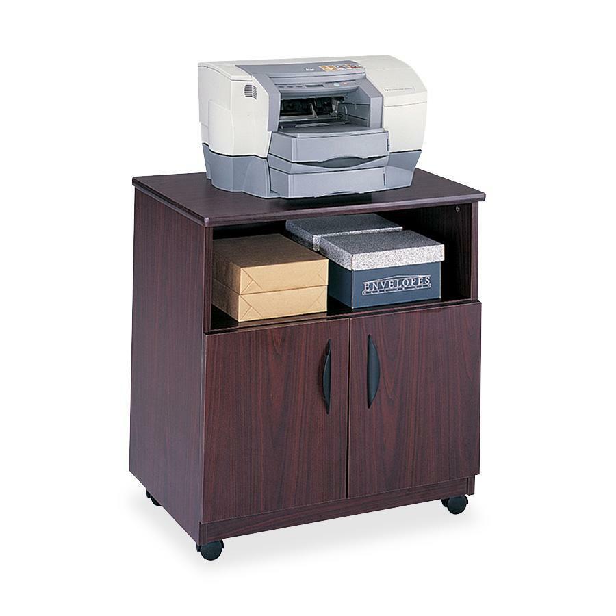 Image of Safco Mobile Machine Stand - 200 Lb Load Capacity - 30.3" Height X 28" Width X 19.8" Depth - Floor Stand - Laminate - Particleboard - Mahogany