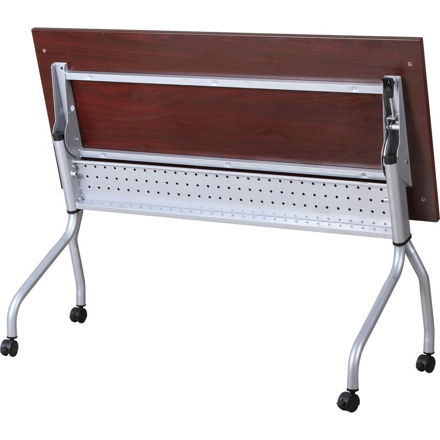 Lorell Mahogany Flip Top Training Table - Rectangle Top - Four Leg Base - 4 Legs - 23.60" x 72" - 29.50" Height - Assembly Required