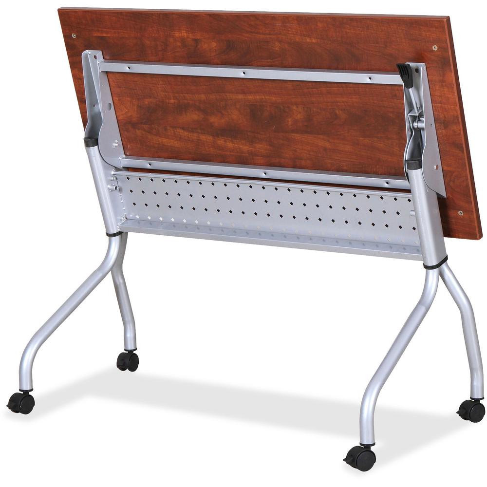 Lorell Cherry Flip Top Training Table - Rectangle Top - Four Leg Base - Cherry Finish - Assembly Required