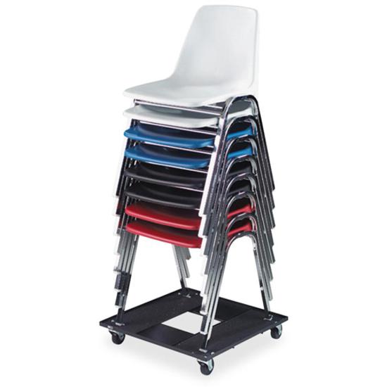 Safco Stacking Chair Cart - 300 lb Capacity - 3" Caster Size - Steel - 23.1" Width x 23.1" Depth x 4.5" Height - Black - 1 Each