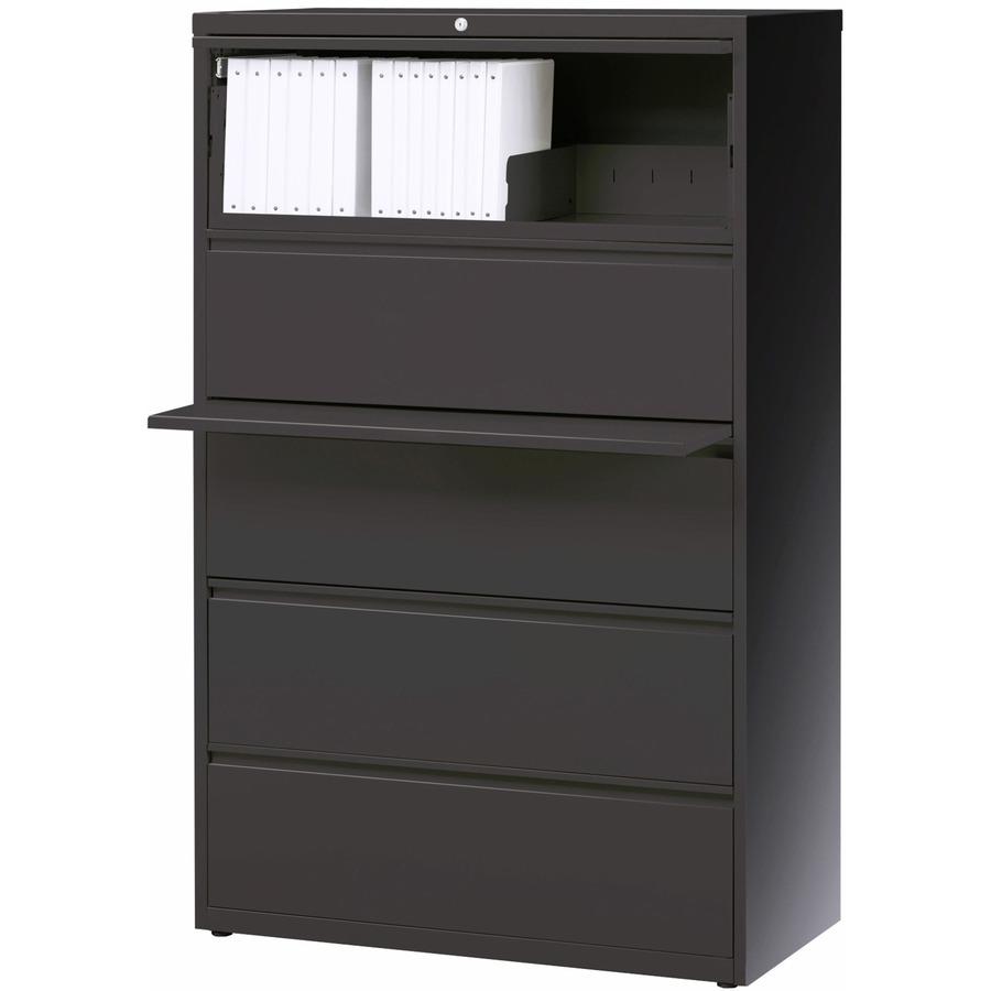 Lorell Lateral File Cabinet - 5-Drawer - 42" x 18.6" x 67.7" - Legal, Letter, A4 - Rust Proof - Charcoal