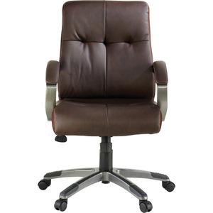 Lorell Managerial Chair - Brown Leather Seat - 5-Star Base - Brown - 1 Each