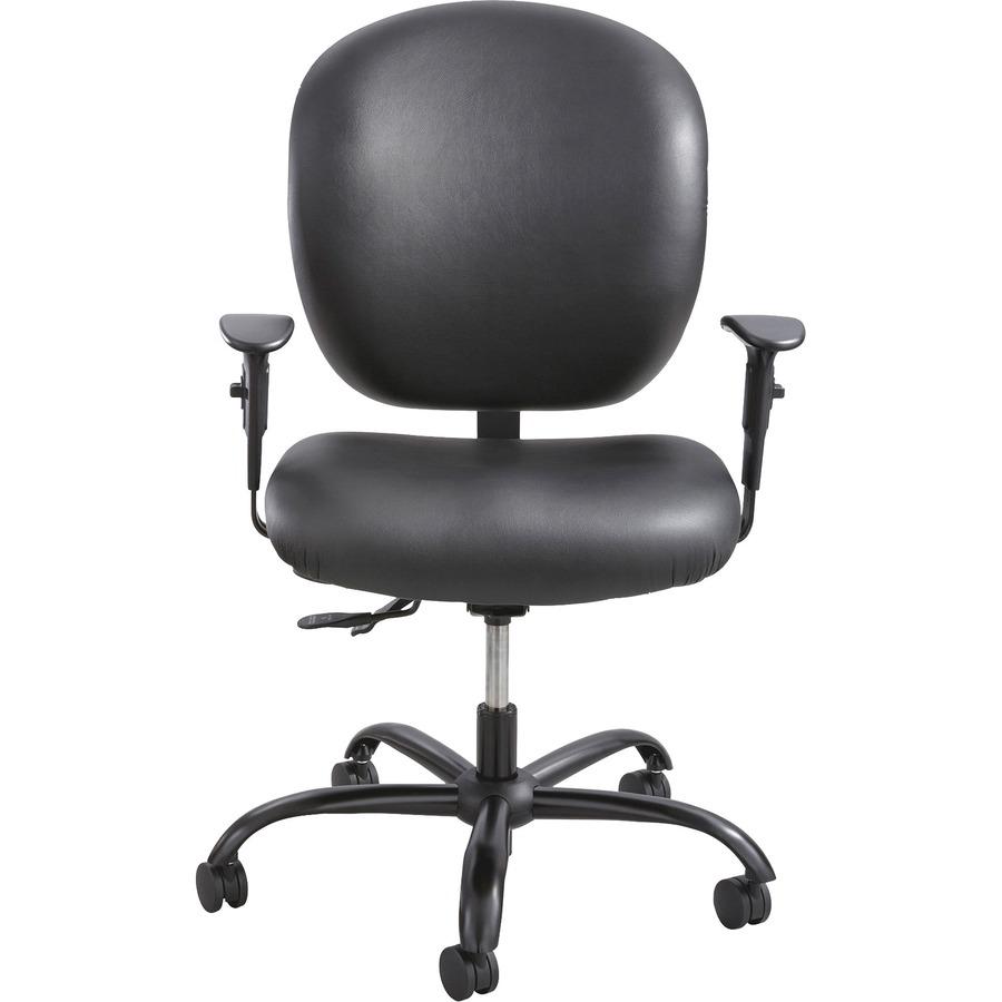 Safco Alday 24/7 Task Chair - Black Polyester Seat and Vinyl Back - 5-star Base - 1 Each