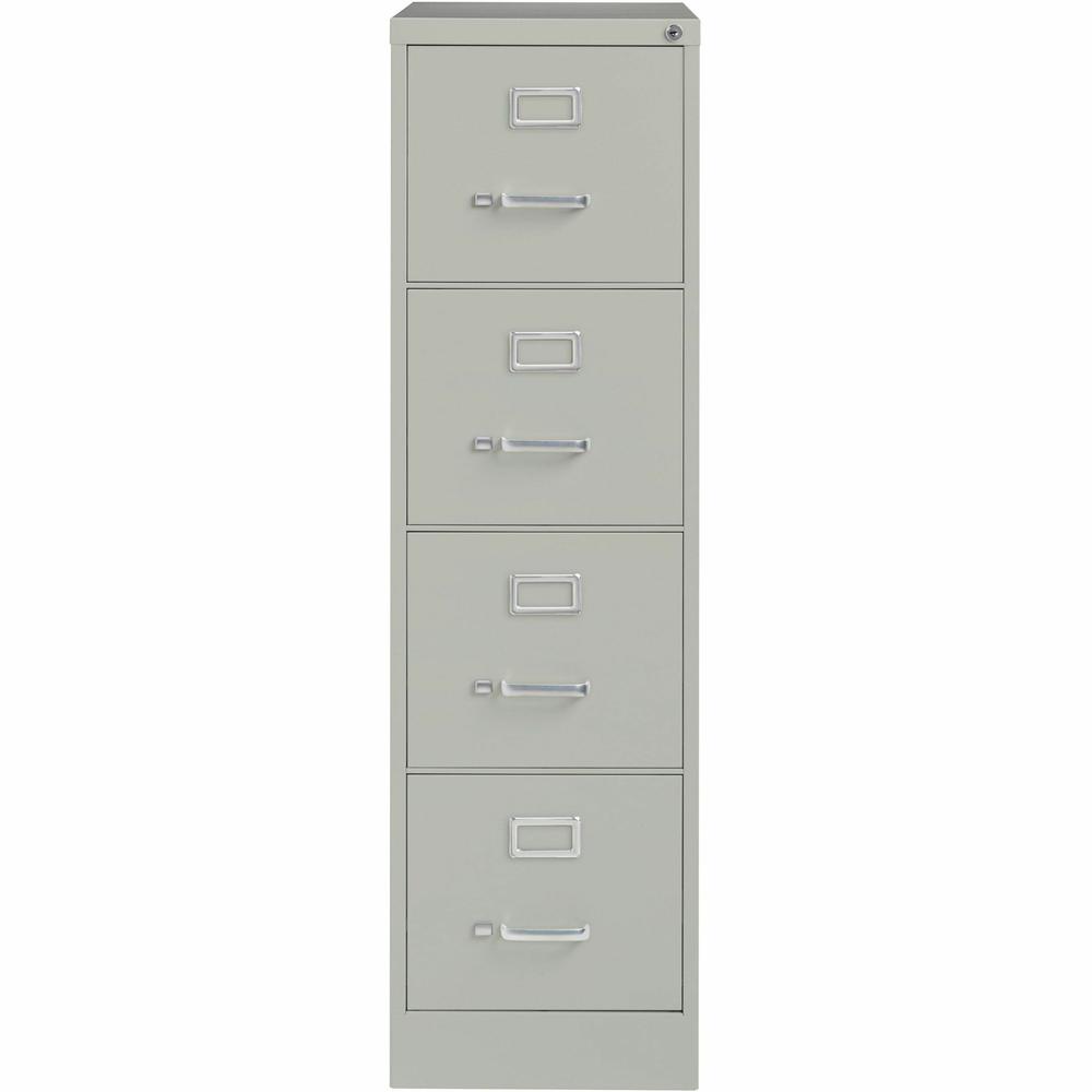 Lorell Vertical File - 4-Drawer - 15" x 25" x 52" - Letter - Security Lock - Light Gray - Steel - Recycled