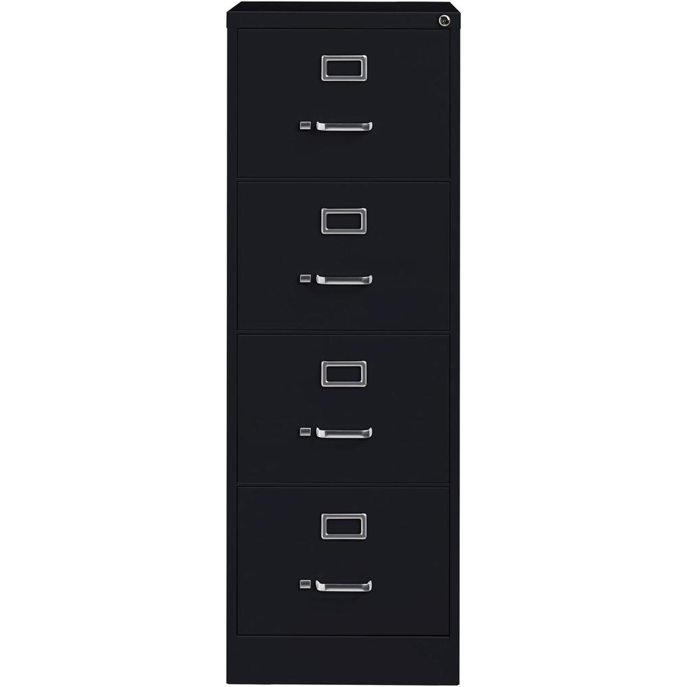 Lorell Vertical File Cabinet - 4-Drawer - 18" x 26.5" x 52" - Legal - Black - Steel - Recycled