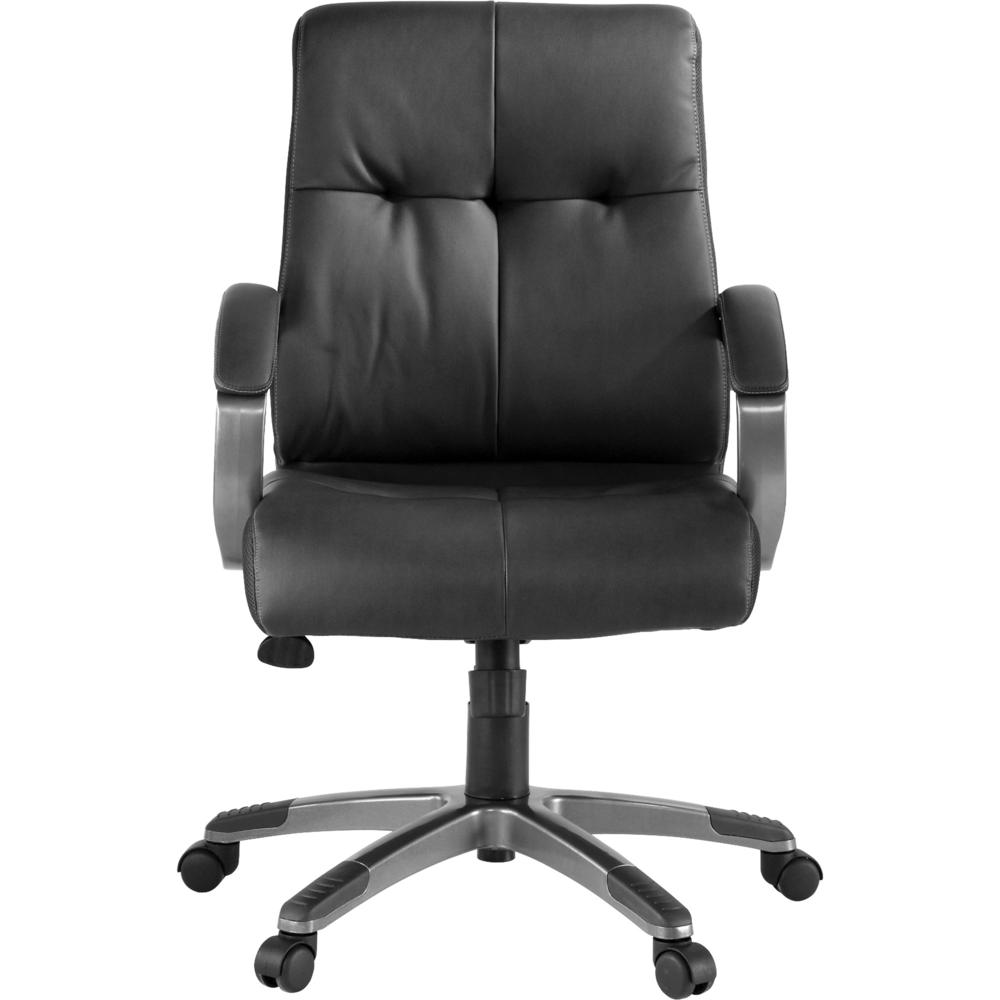 Lorell Managerial Chair - Black Leather Seat - 5-Star Base - Black - 1 Each