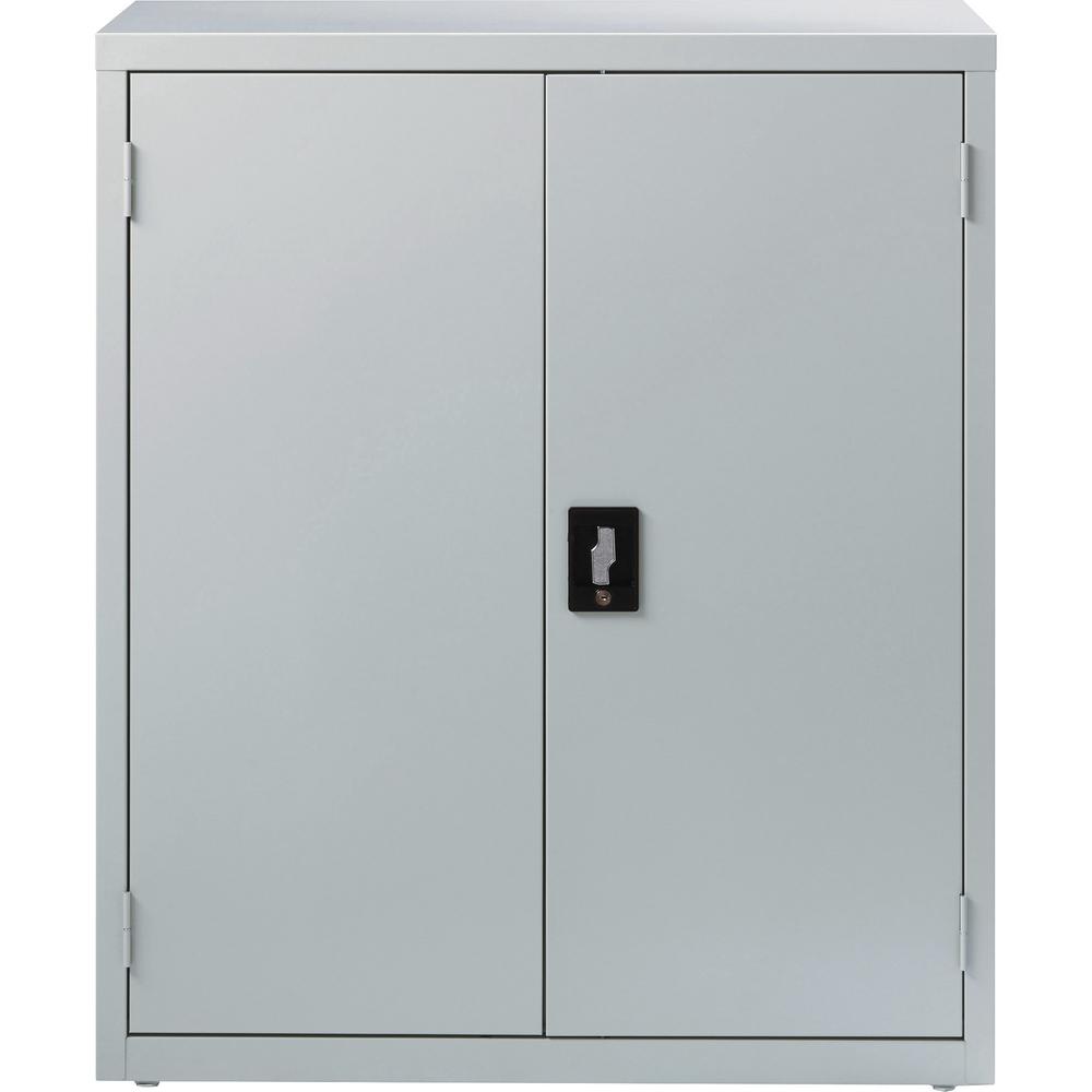 Lorell Fortress Series Storage Cabinets - 18" x 36" x 42" - 3 x Shelves - Recessed Locking Handle, Hinged Door - Light Gray - Powder Coated Steel - Recycled