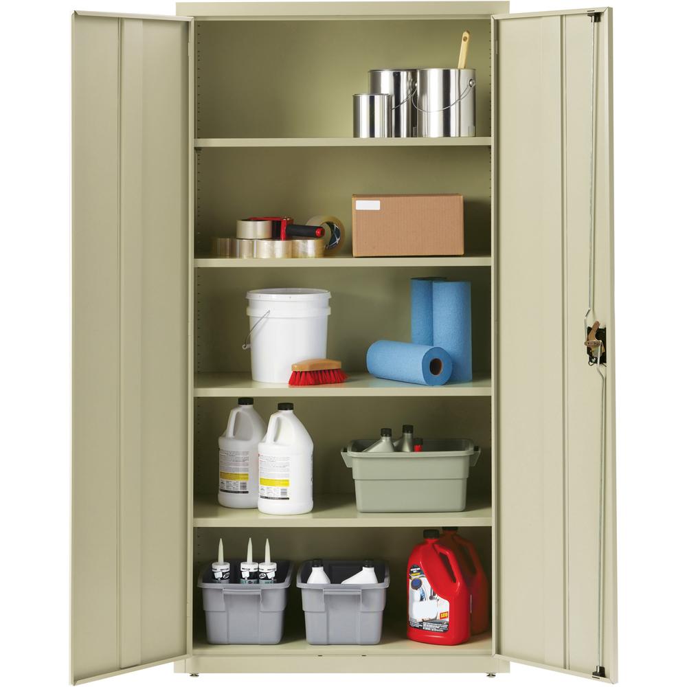 Lorell Fortress Series Storage Cabinet - 36" x 18" x 72" - 5 Shelves - Recessed Locking Handle, Hinged Door - Putty - Powder Coated Steel - Recycled