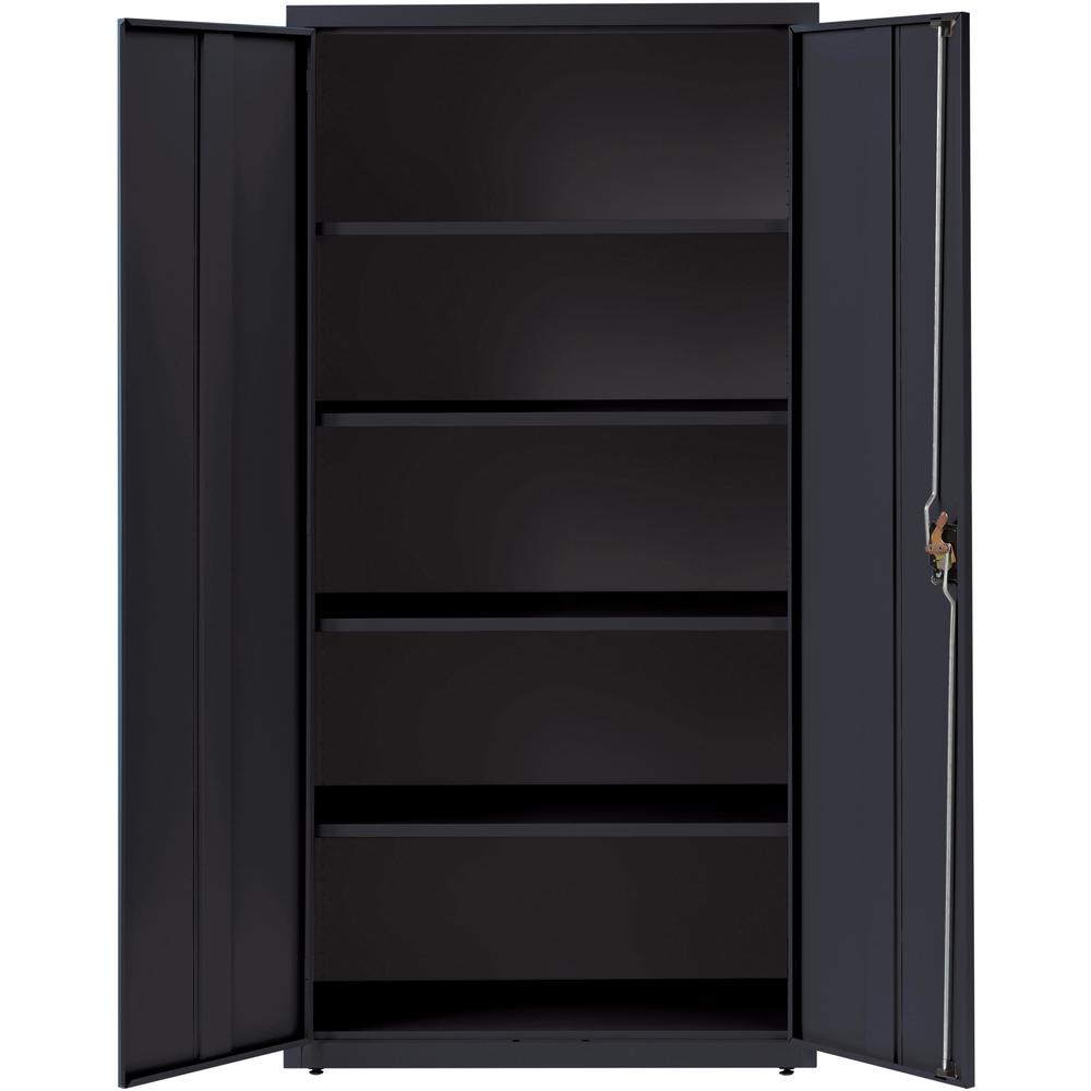 Lorell Fortress Series Storage Cabinet - 36" x 18" x 72" - 5 Shelves - Recessed Locking Handle, Hinged Door - Black - Powder Coated Steel - Recycled
