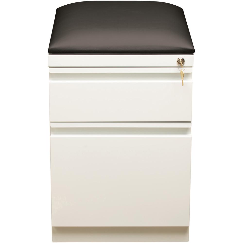 Lorell Mobile Pedestal File with Seating - 2-Drawer - White - Steel
