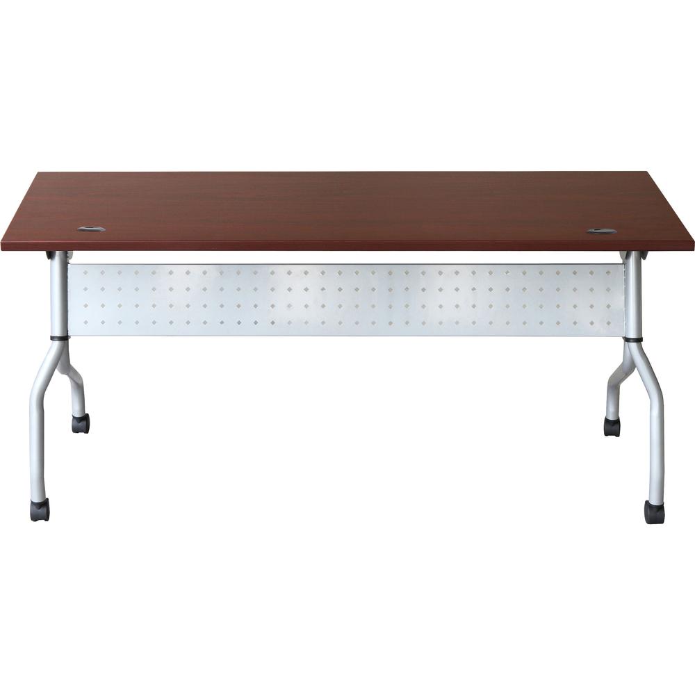 Lorell Mahogany Flip Top Training Table - Rectangle Top - Four Leg Base - 4 Legs - 23.60" x 72" - 29.50" Height - Assembly Required