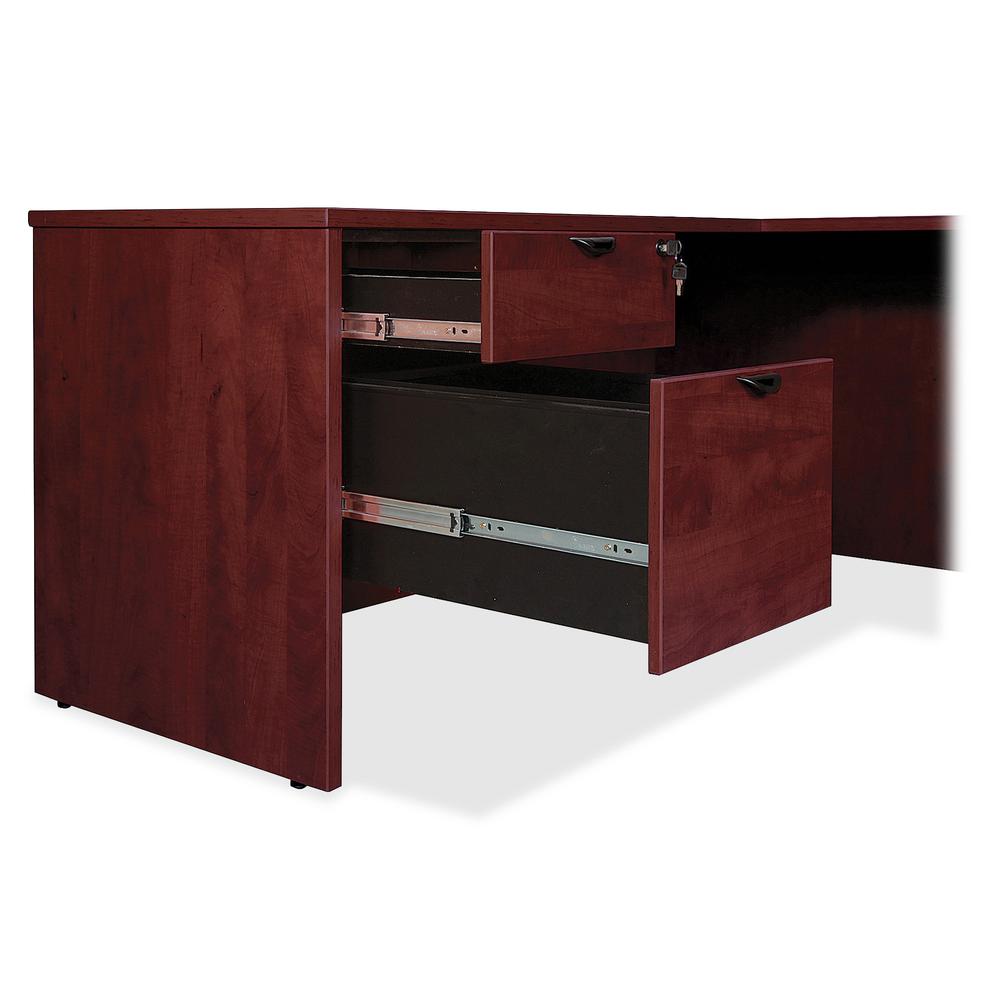 Lorell Prominence 2.0 Mahogany Laminate Left Return - 2-Drawer - 42" x 24" x 29" - 1" Top - 2 x File Drawer(s) - Band Edge - Material: Particleboard - Finish: Mahogany Laminate, Thermofused Melamine (TFM)