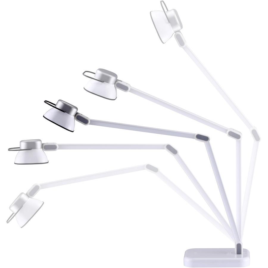 Bostitch Elate Dual Arm LED Desk Lamp - USB Charging, Adjustable Arm, Adjustable Brightness - White