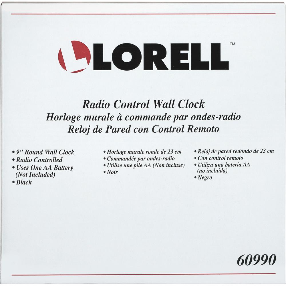 Lorell 9" Wall Clock - Analog - Quartz - White Dial - Black Case