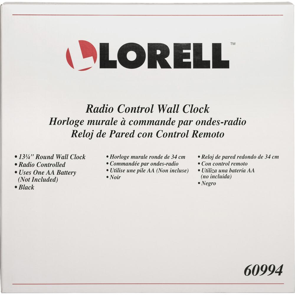 Lorell 13-1/4" Wall Clock - Analog - Quartz - White Dial - Black Case