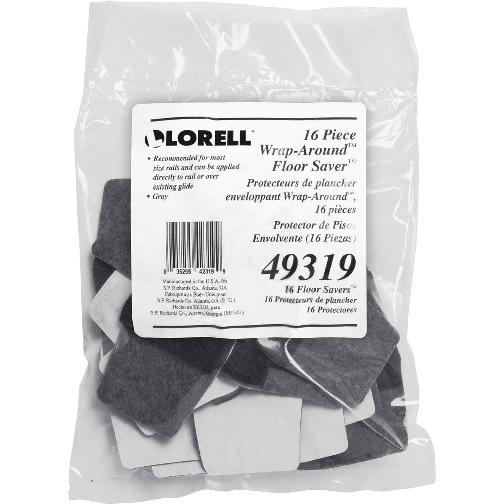 Lorell Floor Savers - Gray Vinyl - 16/Pack