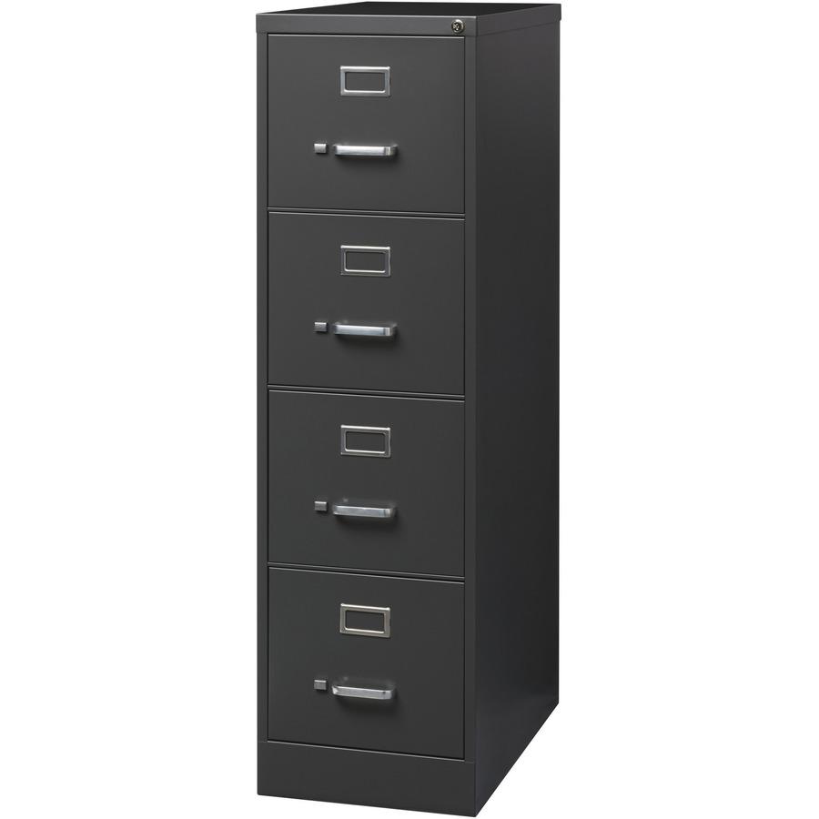 Lorell 4-Drawer Vertical File Cabinet - 26.5" x 52" - Letter Size - Charcoal Gray
