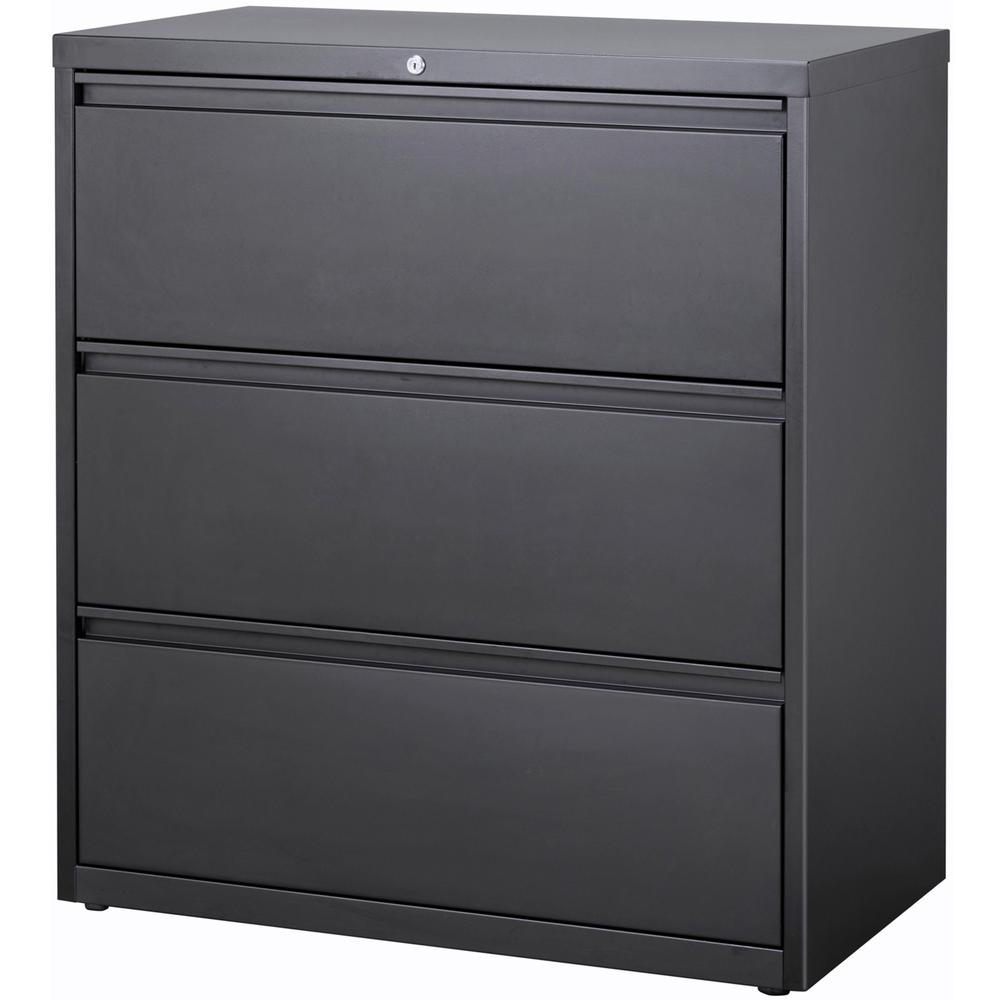 Lorell Charcoal Lateral File Drawer - 3 Drawers - A4, Legal, Letter - Anti-tip, Security Lock