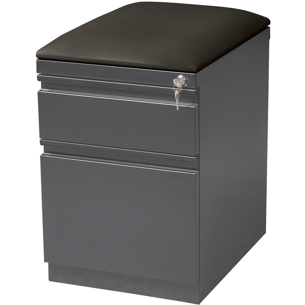 Lorell Mobile File Pedestal - 2-Drawer - 19.9" x 23.8" - Letter Size - Mobility, Drawer Extension, Ball-bearing Suspension, Security Lock - Charcoal