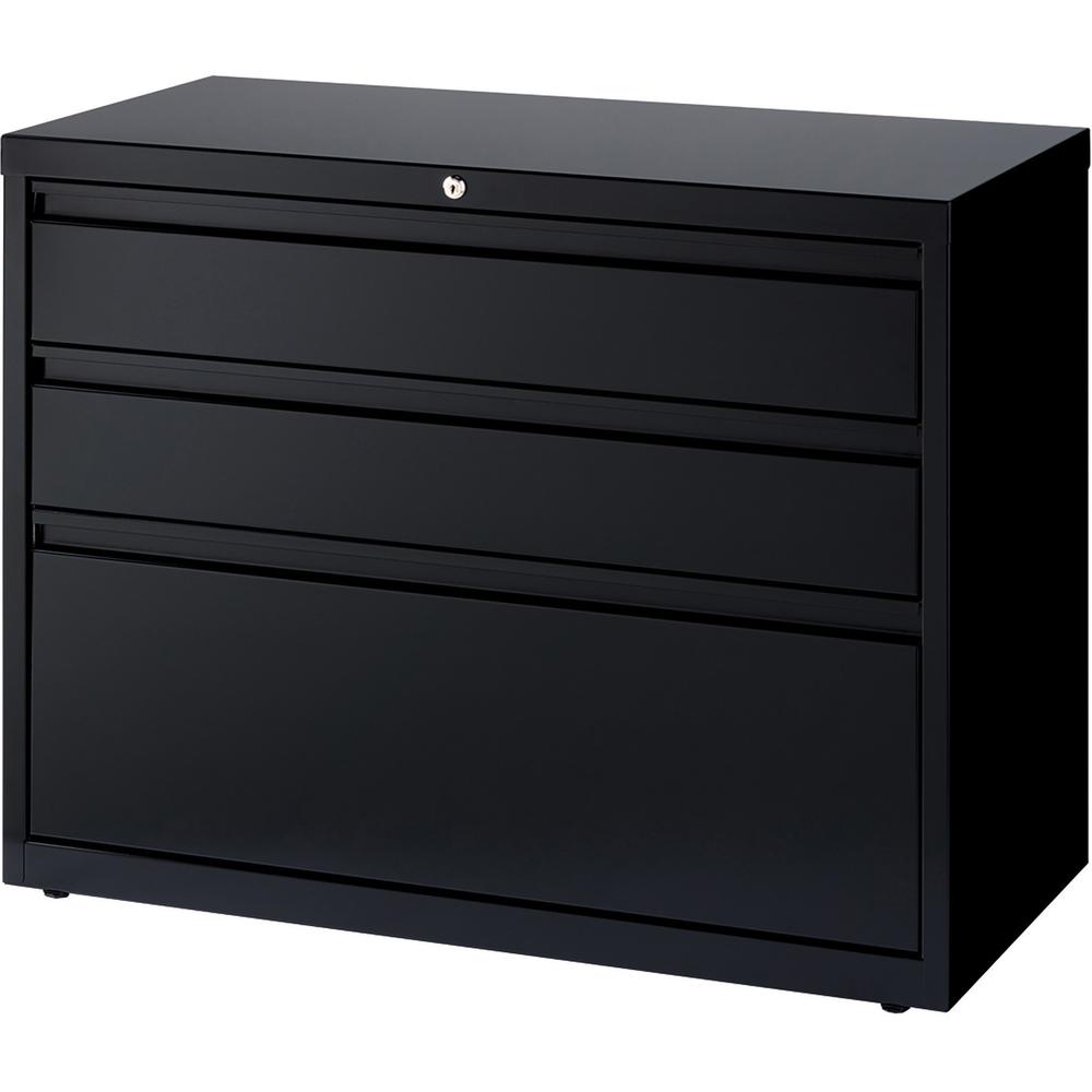 Lorell 36" 3-Drawer Lateral File Cabinet - A4/Legal/Letter - Hanging Rail, Locking Drawer