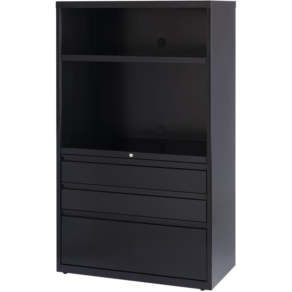 Lorell 36" Lateral File Drawer Combo Unit - 2 Shelves, 3 Drawers - Legal, Letter, A4 - Cable Management, Locking