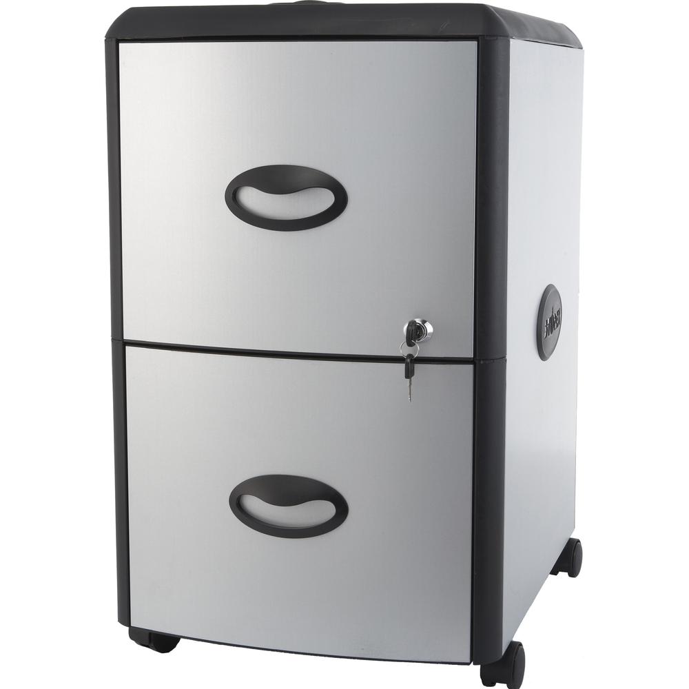 Storex Metal-clad Mobile Filing Cabinet - 19" x 15" x 23" - Letter Size - Washable, Durable - Locking Drawer & Casters - Platinum & Gray