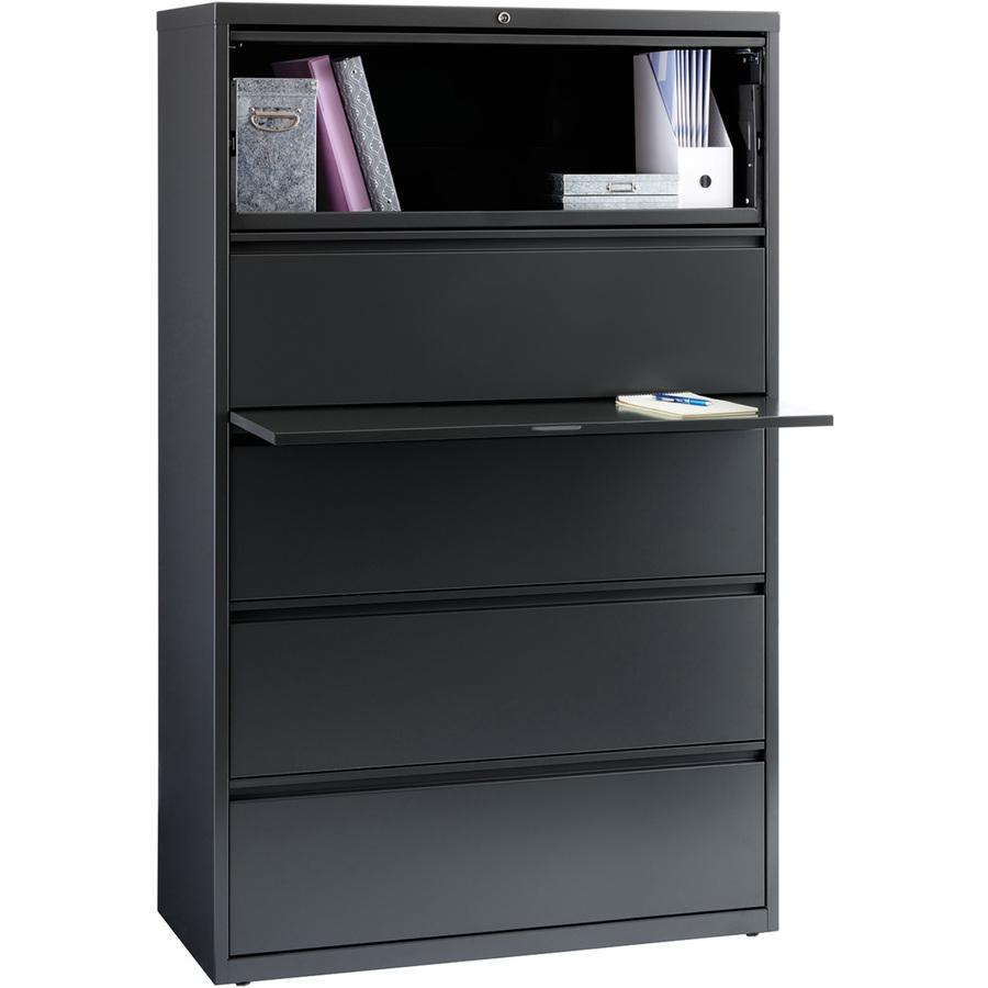 Lorell Lateral File Cabinet - 5-Drawer - 42" x 18.6" x 67.7" - Legal, Letter, A4 - Rust Proof - Charcoal