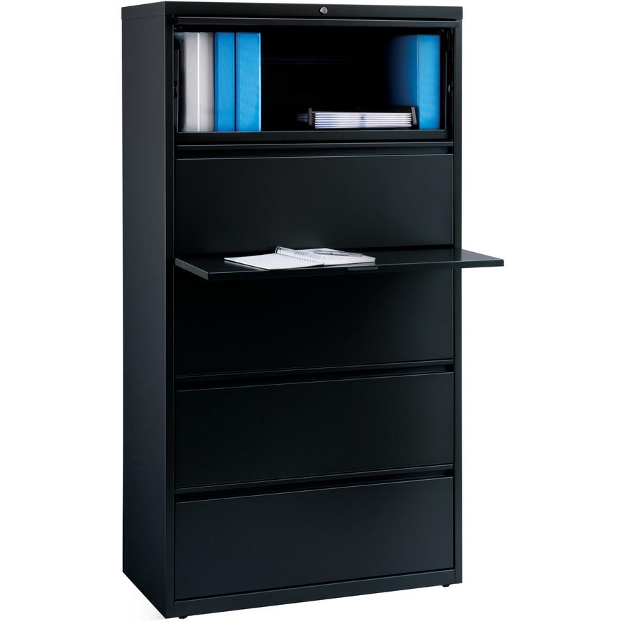 Lorell Telescoping Suspension Lateral Files - 5-Drawer - 36" x 18.6" x 67.7" - Letter, Legal, A4 - Lateral