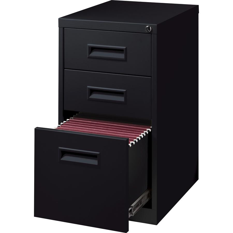 Lorell Mobile Pedestal Files - 3-Drawer - 15" x 19" x 28" - Letter Size - Black - Steel - Recycled