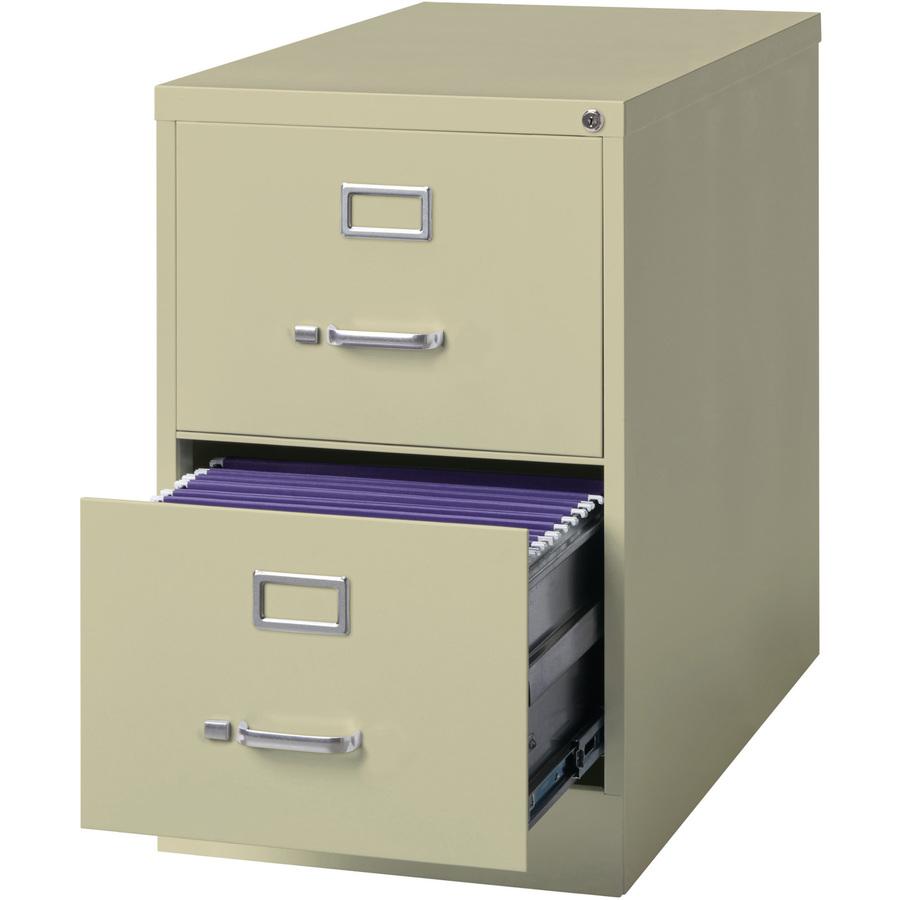 Lorell 2-Drawer Vertical File Cabinet - 18" x 26.5" x 28.4" - Legal - Lockable - Putty - Steel - Recycled