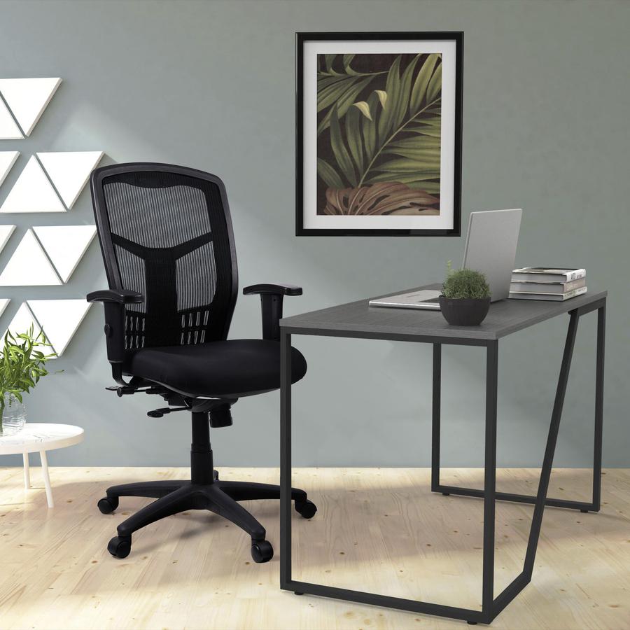 Lorell Executive High-Back Swivel Chair - Black Fabric Seat - Steel Frame - Black - 1 Each