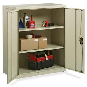 Lorell Fortress Series Storage Cabinets - 18" x 36" x 42" - 3 Shelves - Recessed Locking Handle, Hinged Door - Putty - Powder Coated Steel - Recycled
