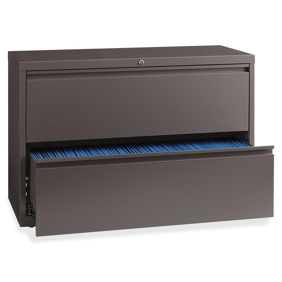Lorell Fortress 42- Lateral File - 2-Drawer - 42" x 18.6" x 28" - 1 Shelf - 2 Drawers - Letter, Legal, A4 - Magnetic Label Holder, Ball Bearing Slide
