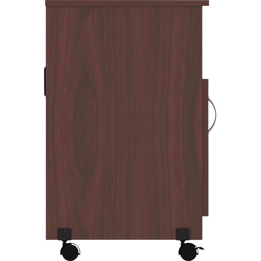 Lorell Mobile Machine Stand With Shelf - 30.8" Height X 28" Width X 19.3" Depth - Mahogany - Laminated Particleboard - Mahogany