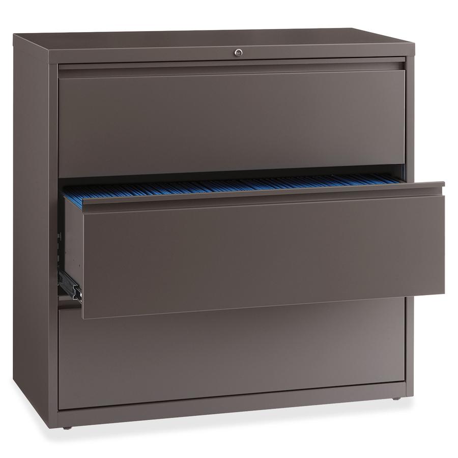 Lorell 3-Drawer Lateral File - 42" x 18.6" x 40.3" - A4/Legal/Letter - Magnetic Label Holder, Locking Drawer