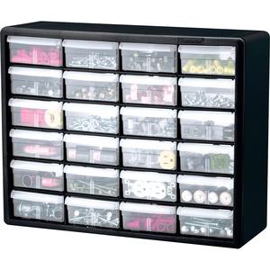 Akro-Mils 24-Drawer Plastic Storage Cabinet - Stackable, Unbreakable - Black