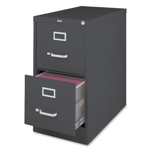 Lorell 2-Drawer Vertical File Cabinet - 26.5" x 15" x 28.4" - Letter Size - Charcoal