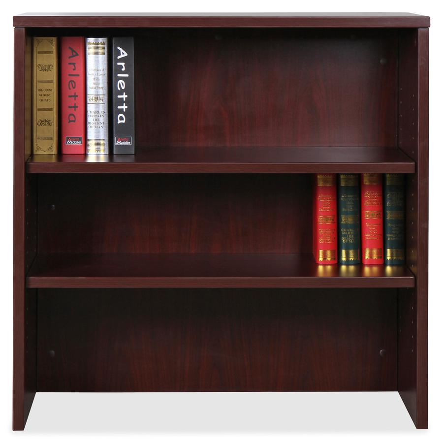 Lorell Essentials Mahogany Laminate Stack-on Bookshelf - 36" x 15" x 36" - 2 Shelves - Stackable - Mahogany Laminate - Assembly Required