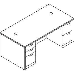 HON Valido Double Pedestal Desk, 72"W - 5-Drawer - 72" x 36" x 29.5" x 1.5" - Double Pedestal - Ribbon Edge - Material: Particleboard - Finish: L