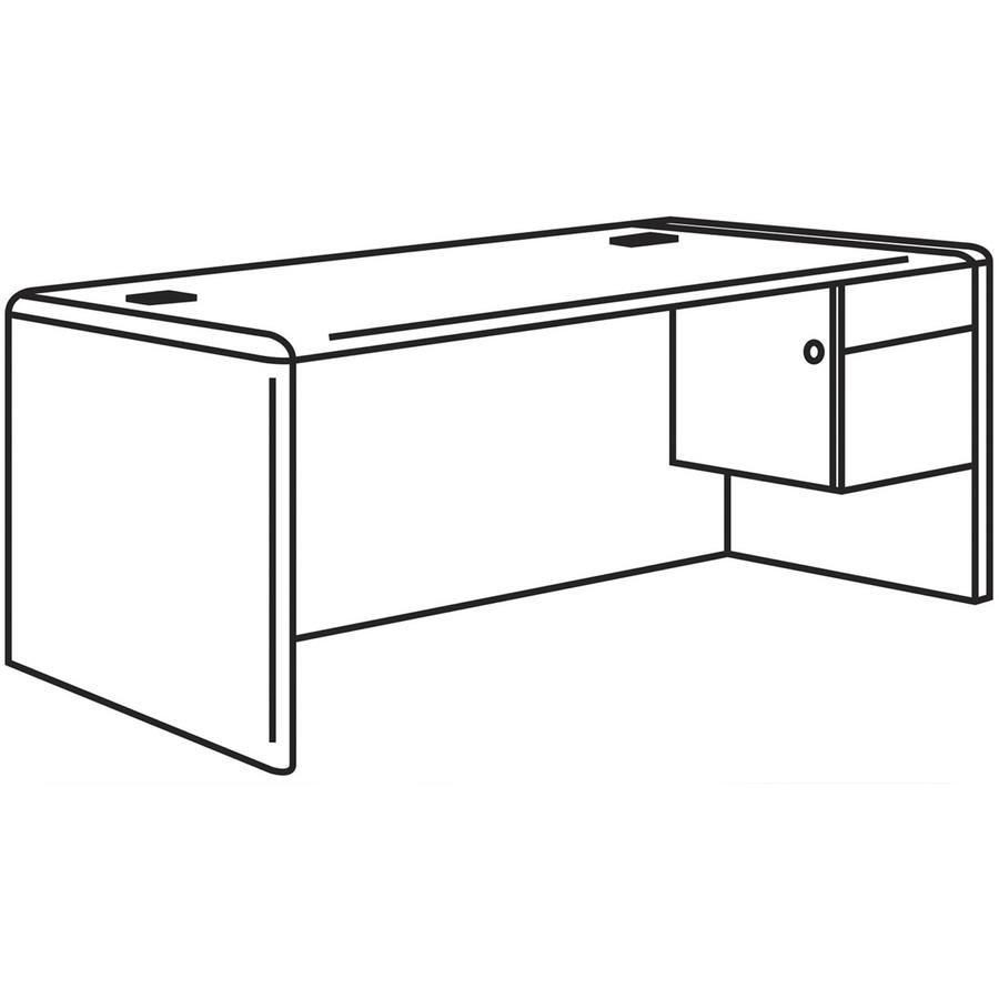 Hon 10700 H10783R Pedestal Desk - 66" X 30" X 29.5" - 2 X Box, File Drawer(S)Right Side - Waterfall Edge