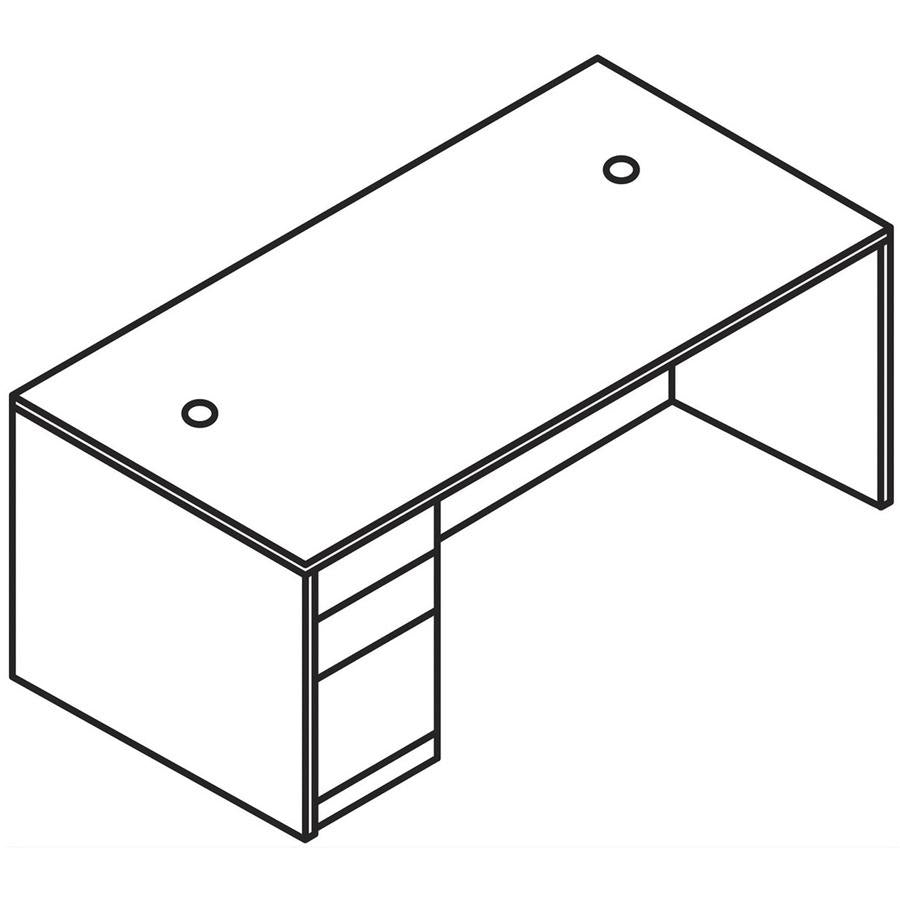 Hon 10500 H105896L Pedestal Desk - 72" X 36" X 29.5" - 3 X Box, File Drawer(S)Left Side - Flat Edge - Finish: Mahogany